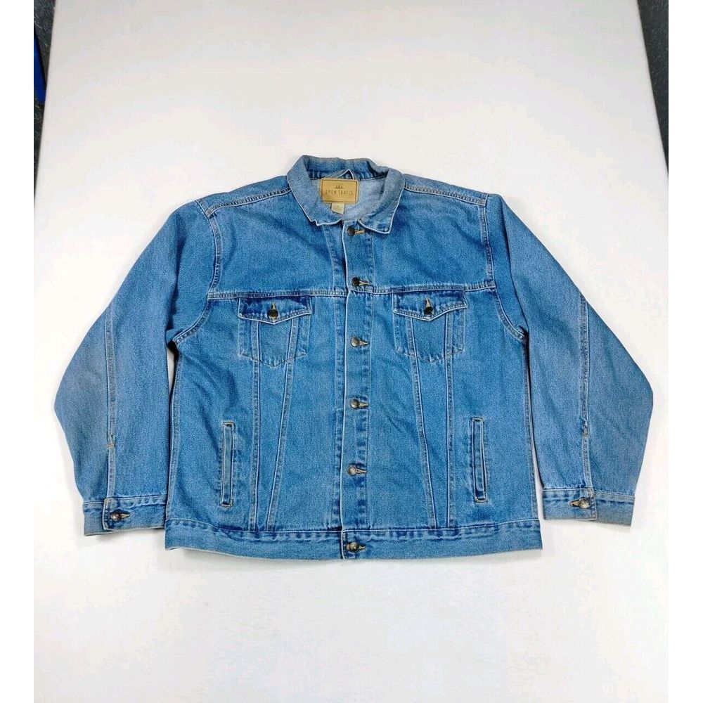 Open Trails Denim Jean Jacket Men's XL Blue Vintage 90s Trucker Westerncore‎